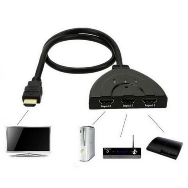 TG HDMI SWITCH SPLITTER 3 til 1 1080p Svart