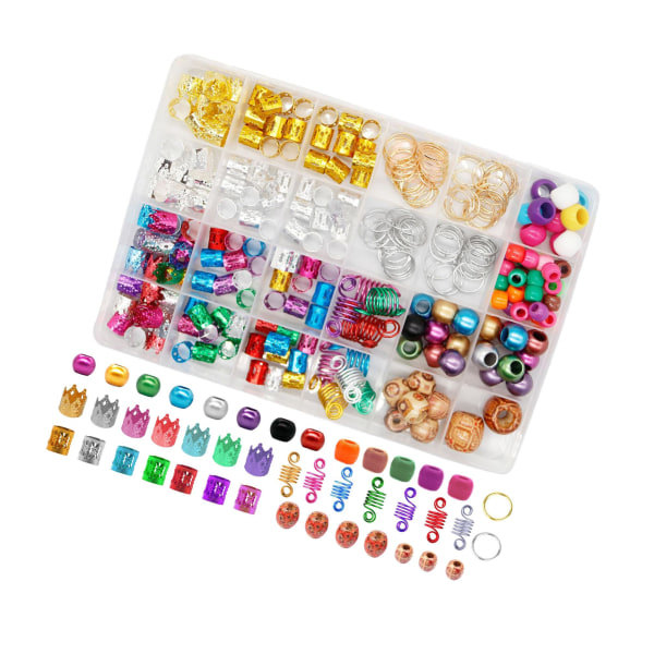 TG 238st Dekorative Dreadlock-Fletninger Manschetter Perler Ringe Hår Box Sæt