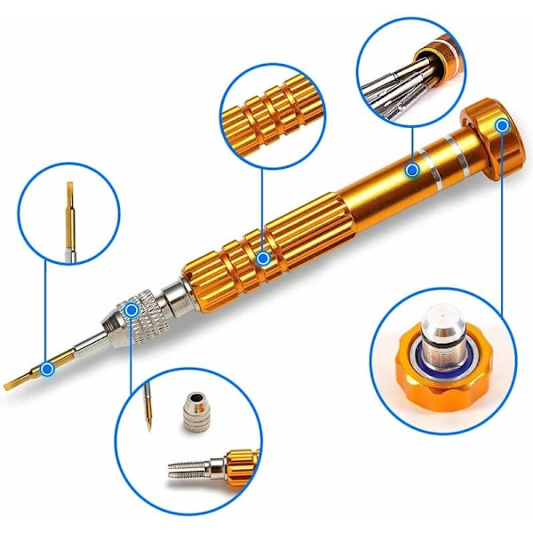5-i-1 Multifunktionell Precision Magnetisk Liten Fickskruvmejsel för Glasögon, Smartphones, Tablets, Klockor, Reparationsverktyg