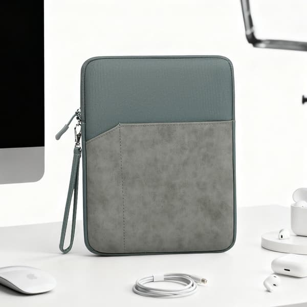 Tablet Sleeve til 9-11 tommer tablets, vandtæt polyesteretui med blødt for og dobbelte lommer, Space Gray til arbejde og rejser