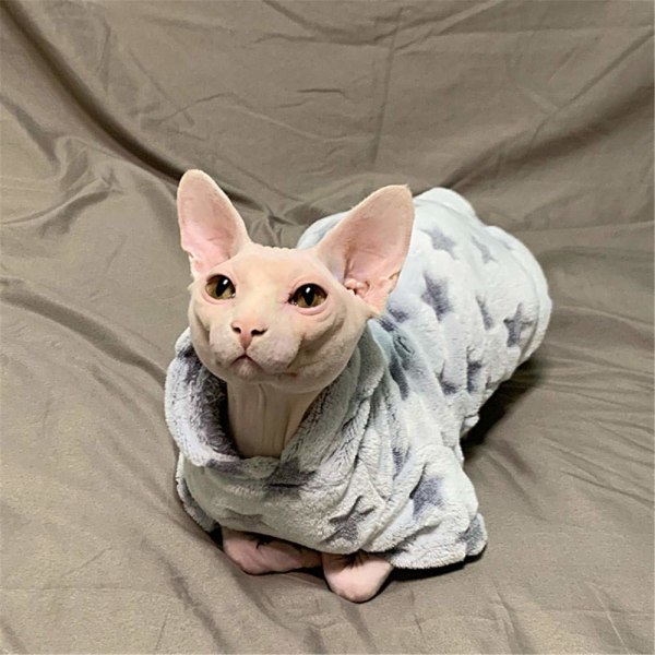 Hårlösa kattkläder Sphynx/tysk katt höst och vinter förtjockade huvkläder-M