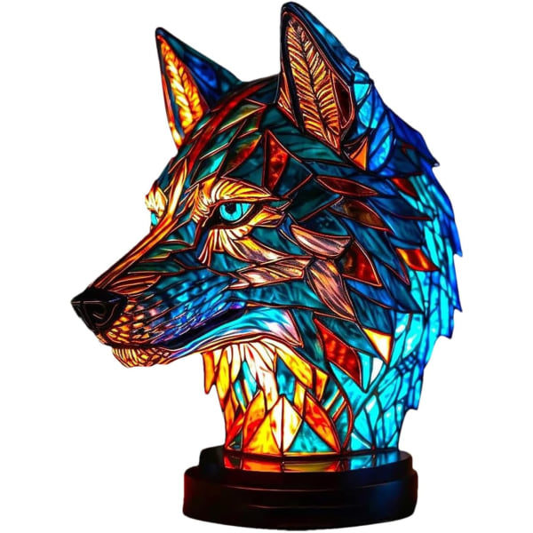 Djurbordlampa, Djurbordslampa serie Drake/havssköldpadda/lejon/delfin/varg, färgad harts Djurlampa merpeople