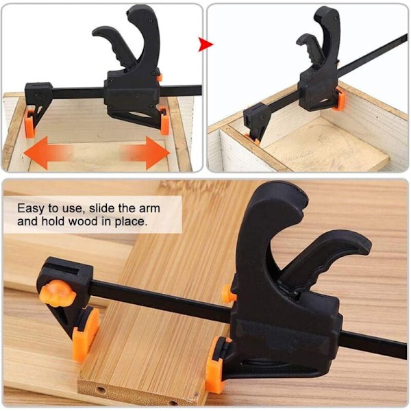 4 Stycken 10 cm Spärrklämmor Enhandsstångklämmor, Wolfcraft Snabbklämma Spärrstångklämma för Träbearbetning DIY Hantverk