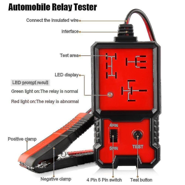 Bilrelätestare 12V Elektronisk Bilrelätestare Universal för Automatisk Batterikontroll Generatoranalysator Diagnostikverktyg