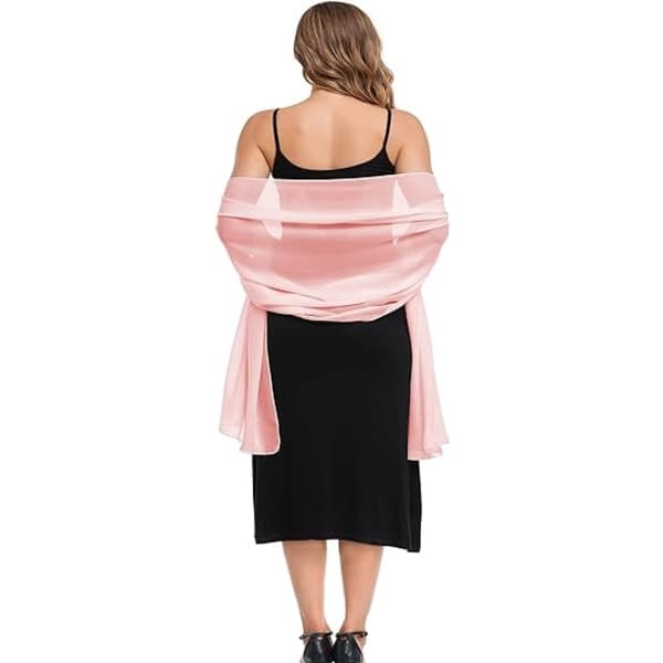 Lysende Rosa Aften Sjal og Halsklæde Chiffon Elegant Blød Side