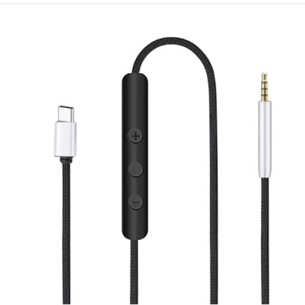 Luotettava USB C -kaapeli QC25/QC35/QC35II/QC45/NC700/Y40/Y45/Y50 kuulokkeille, tyyppi C - 2,5 mm johto sisäänrakennetulla mikrofonijohdolla