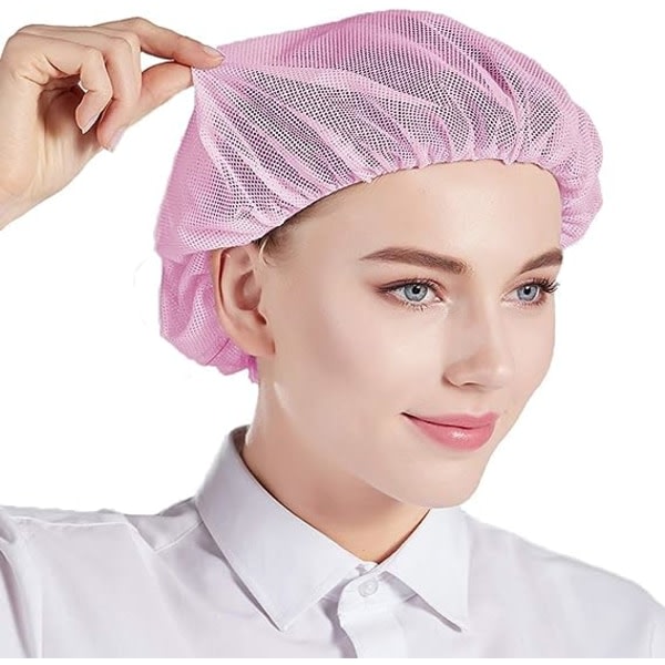 TG 5 stk (rosa [netthette]) Toque Mesh Cap Beanies Hatt Unisex Engangs
