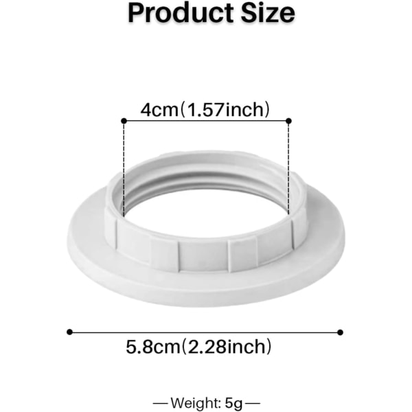 Galaxy 2 ST Metall Lampskärm Reducer Ring, för E27 Plate Light Fitting Lampskärm Bricka Adapter Converter, vit vit
