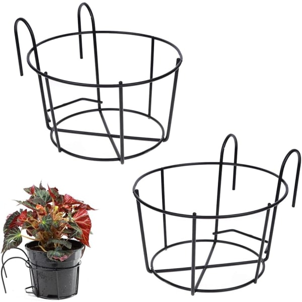 Galaxy 2-pack Väggmonterad Blomkruka, Hängande Blomkrukehållare, Rund Blomkruka Trädgårdsdekoration (Svart)
