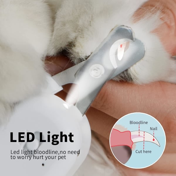 TG Pet Nagelklippare, Cat Claw Trimmer med Super Bright LED-lys fo