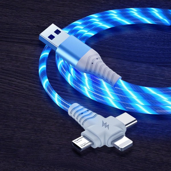 TG 3-i-1 USB Lysande Laddkabel, 1 m - Blå
