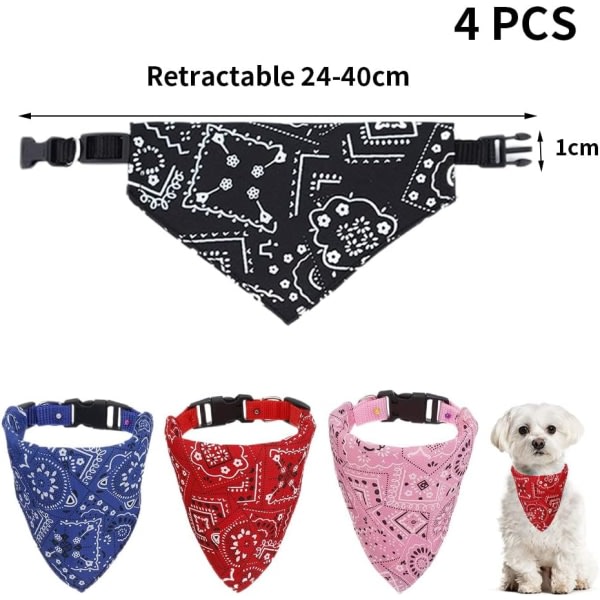 Galaxy 4 stycken bandanas för hundar halsband halsduk tillbehör för små medelstora hundar och katter (s)