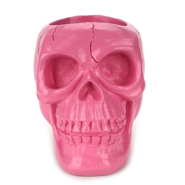 Kreativ Pink Skull Ornament Skelet Penneholder Skrivebords Blyantsarrangør Makeup Børste Opbevaring