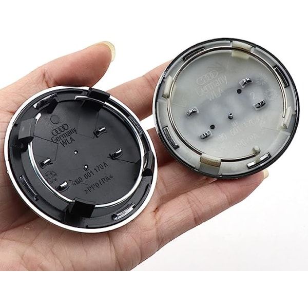 4 stk. automatiske navkapsler for Audi 69MM navdeksel aluminium+ABS senter hjuldeksel ABS biltilbehør