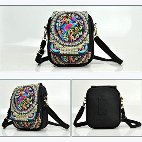 Dam Flickor Axelväska Vintage Bohemian Etnisk Crossbody-väska Ex