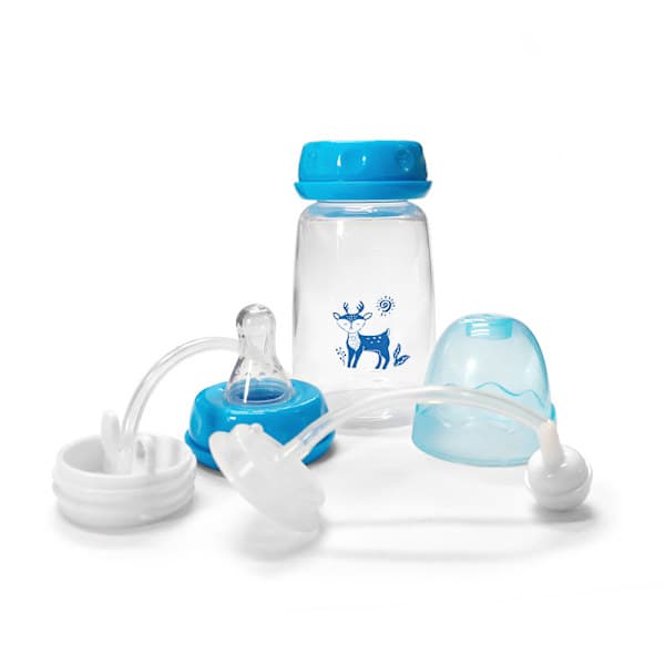 Håndfri 150 ml sutteflaske med bred hals, lyserød