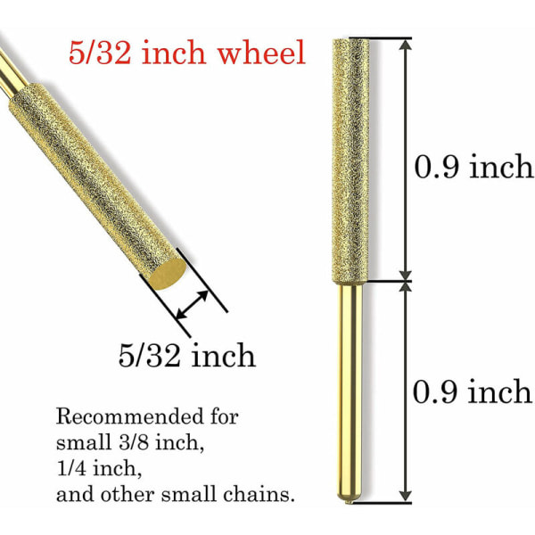 Motorsågsslip Titanpläterad diamantslipskiva, elektrisk sågfil med høj hårdhet, passer 8 elektriske sågslipare - 4,8 mm
