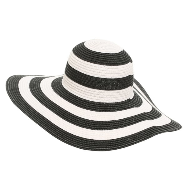 1-pack Stripe, hopfällbar strandhatt för damer, solhatt