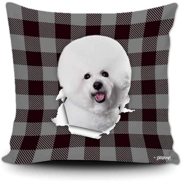 Bichon Frise Heminredning Kuddfodral Rolig Valp Kuddfodral för Soffa Sovrum 18 X 18 tum, Dubbelsidig Utskrift