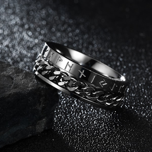 Populær vikingebogstaver rustfrit stål ring kæde titan stål ring ring nordisk stil gold Standard size 6