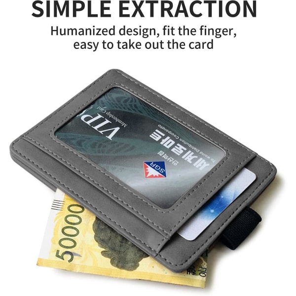Kreditkortholdere, beskyttende läderplånbok med anteckningsfack, ID-holdere med 6 kortplasser mörkgrå