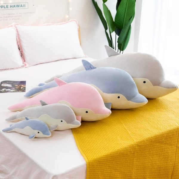 Galaxy Dolphin Plysdyr, 35 cm Sød Delfin Fyldt Legetøj til Piger Drenge Venner, Blå Blå 35cm