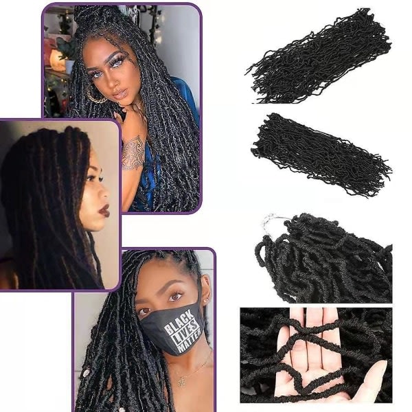 TG Flettet Paryk, Twist Lock Paryk, Varmebestandig Syntetisk, Tadpole Twist Dreadlock Paryk, Dame 18\" (21 Fletninger)