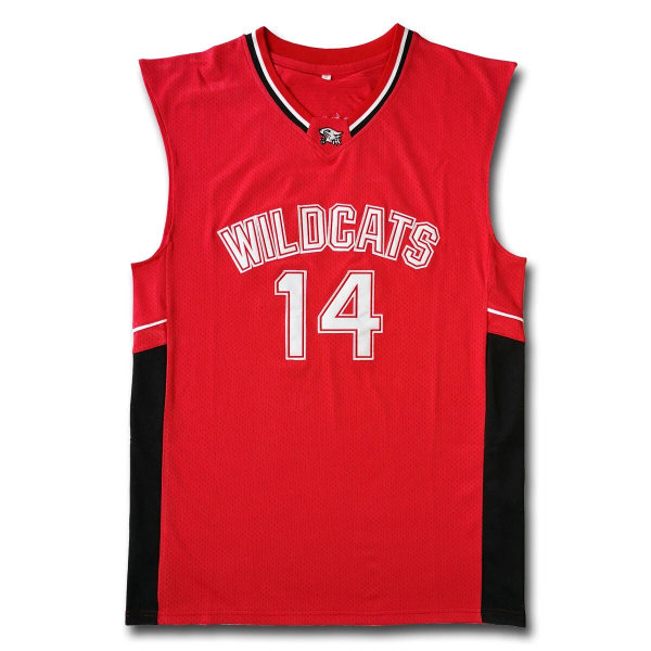 14 Zac Efron Troy Bolton East Wildcats Vintage baskettröja röd M röd M