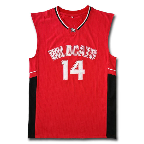 14 Zac Efron Troy Bolton East Wildcats Vintage Baskettrøye Rød M Rød M
