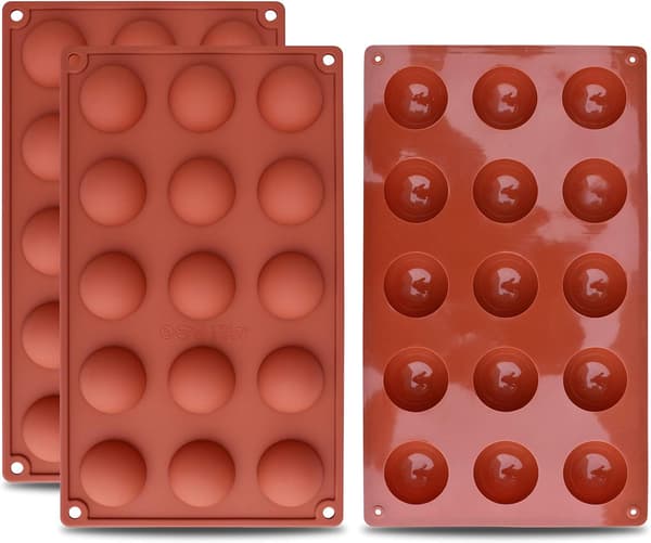 15-huls Halvkugle Silikonform, 3-pak Bageform til Chokolade, Kage, Gele, Kuppel Mousse