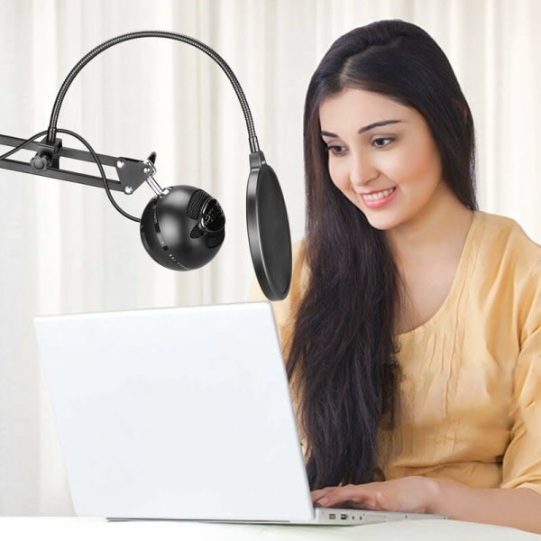 Mikrofonin pop-suodatin, kaksinkertainen äänenvaimennus Wind Guard Pop-suodatin Blue Yeti ja studiotallennusstudiolle Musta, HANBING