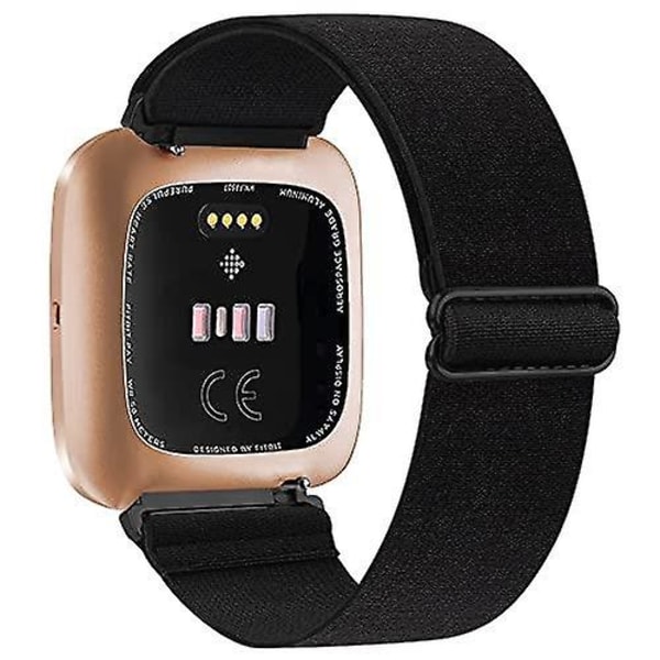 Elastisk vævet armbånd til Fitbit Versa 3 2, Versa Lite - Justerbart nylon sportsarmbånd til Fitbit Sense Black