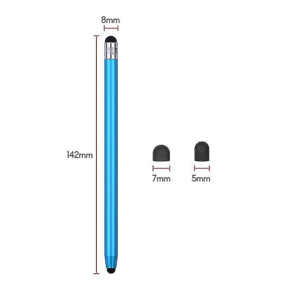 2 i 1 Universal Stylus Penna til alle Touchscreen Tabletter Mobiltelefoner med 8 ekstra udbytte bløde gummispetsar 4st Svart/kunglig Blå/grøn/