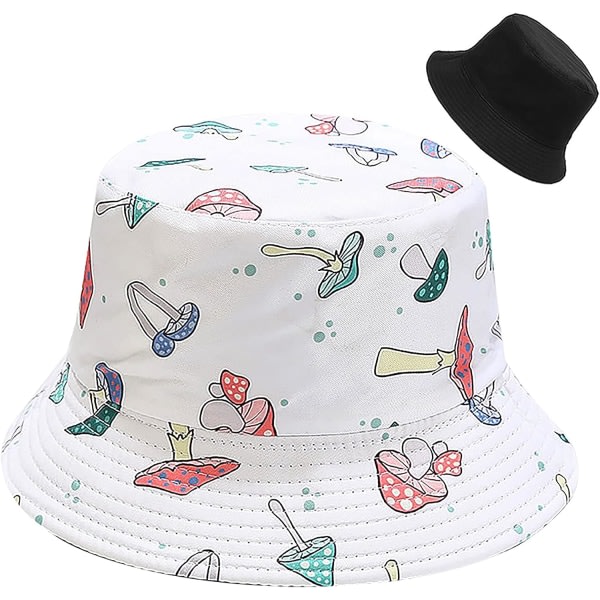 Galaxy Söt print Bucket Hat Beach Fisherman Hattar for kvinner män, dobbeltsidig vändbar
