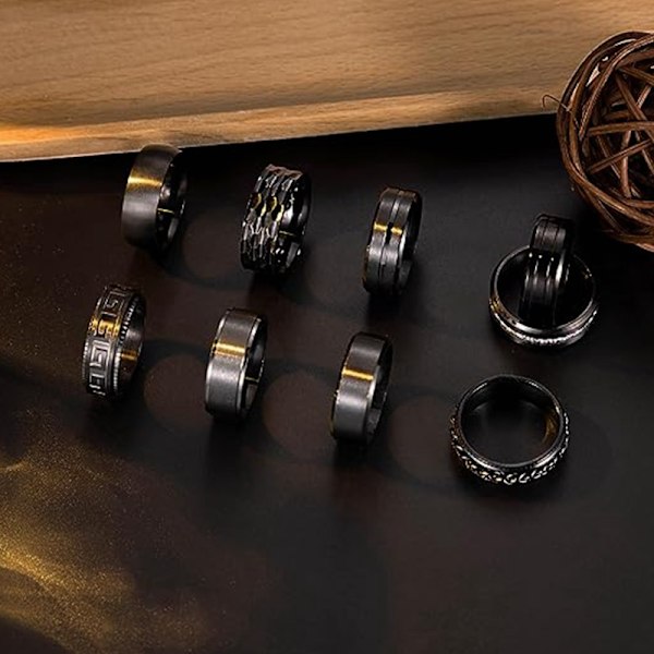 9-delt sett 8mm titan stål herre- og damekjede ring enkelt børstet bryllups- og forlovelsesring sett sølv 9-delt sett nr. No. 11