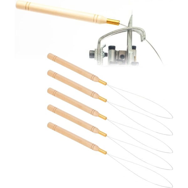 TG Hårförlängnings Loop Nål Set Enkel Användning Dragkrok Nål Flexibel för Hemmet Beige