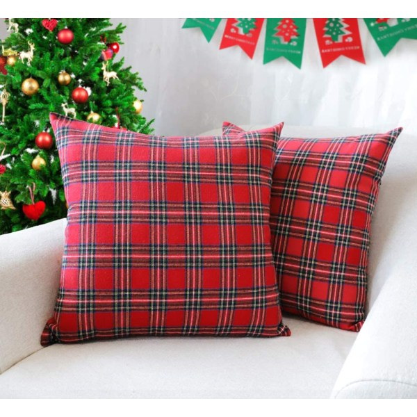 2 kpl jouluinen skotlantilainen tartan-tyylinen tyynynpäällinen Cus