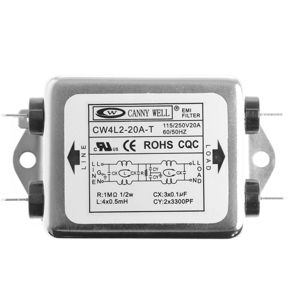 Power EMI-filter CW4L2-20A-T Monofasic Enhanced AC 220V 50/60 HZ