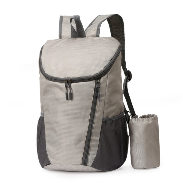 1 st 20l ljusgrå lätt packbar ryggsäck, liten hopfällbar