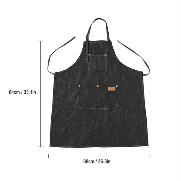 TG Säädettävä Salonki Hiustenleikkaus Parturi Barber Denim Esiliina Musta