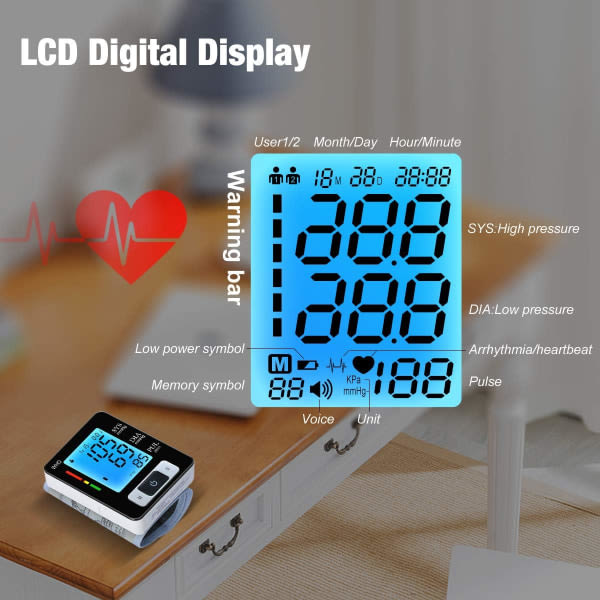 Galaxy Lychee Automatisk Digital Wrist Blodtrycksmätare Hjärtslag Övre LCD-räknare