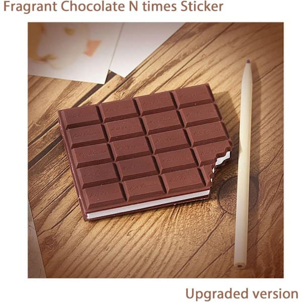 Chocolate-Scented Memo Pad, 80 Sheets Self-Adhesive Reusable Small Notebook, Creative Mini Notebook for School Office...