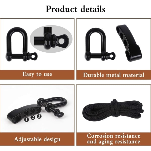 Paracord-armbånd, 10 stk Shackle-spenner brukt for overlevelse