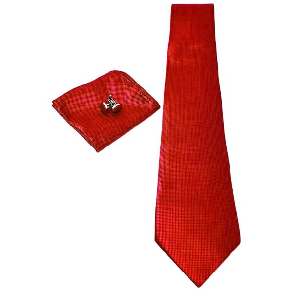 TG Kostym Accessoarer | Slips + Näsduk + Manschettknappar - Röd multifärg one size
