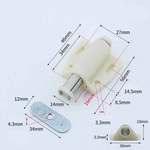 12 st Skåpdörrmagneter, Magnetiska Snäpplås Möbeldörr