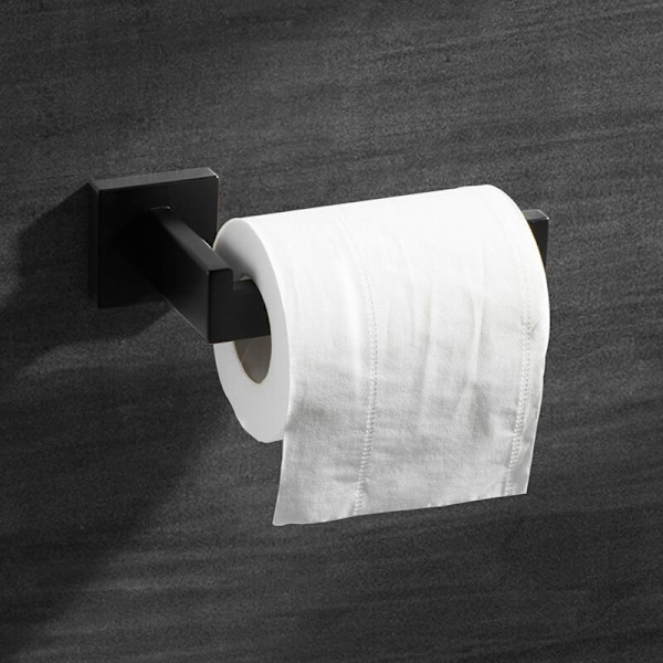 Sort Toiletpapirholder, Rustfrit Stål Rulleholder, Toiletpapirholder til Badeværelse og Køkken (Firkantet)