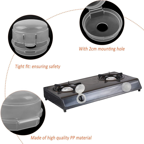 Galaxy Kjøkken Gasskomfyr Knappelås, Spisskyddsknapper, Pakke med 8 Gasskomfyr Knappelås