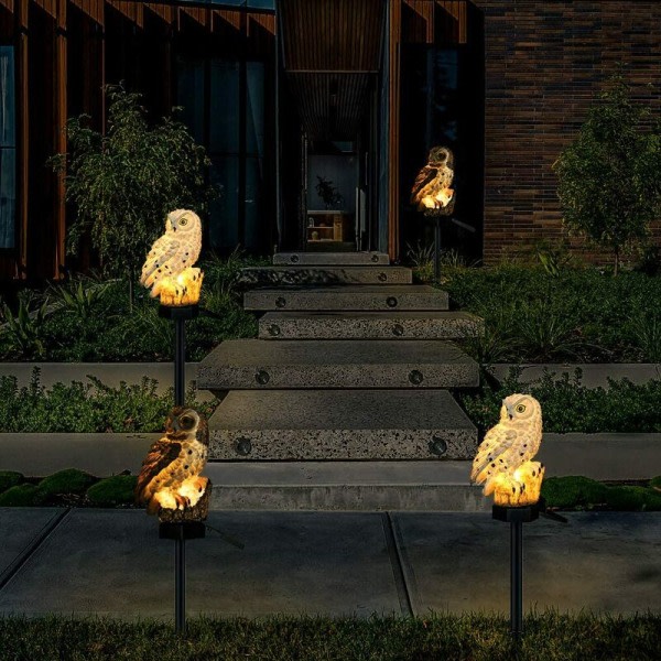 Owl LED Solar Light - Vattentät trädgårdsljus - Utomhusbelysning - Dekorativt nattljus - Vit