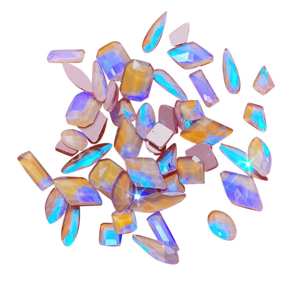 TG Diverse Nagelkristaller med platt rygg, diamantformade strass style 4