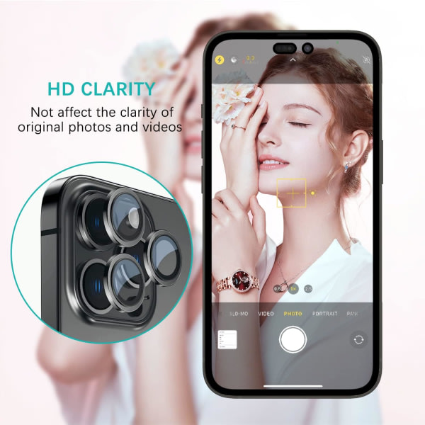 Bakre kamerabeskyttelse kompatibel med iPhone 14 Pro/14 Pro Max, H